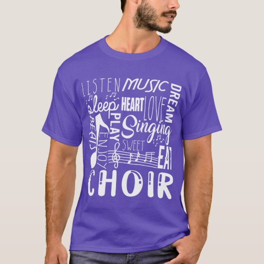 合唱音楽 ハート 愛 音符 食べる 寝る 女の子 Tシャツ (正面)