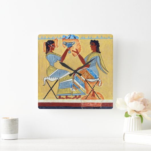 合宿便フレスコの巫女がレプリカanciを話している スクエア壁時計 (ホーム)