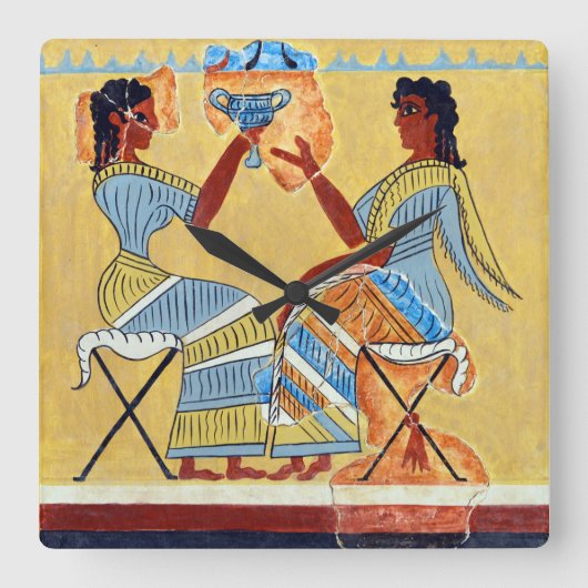 合宿便フレスコの巫女がレプリカanciを話している スクエア壁時計 (正面)