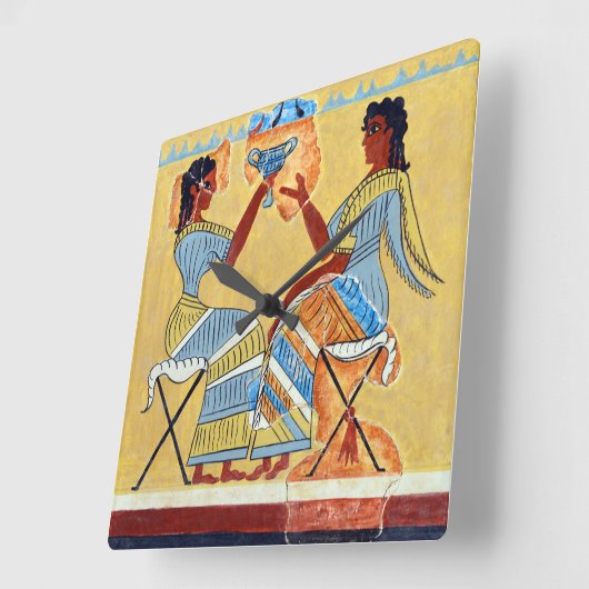 合宿便フレスコの巫女がレプリカanciを話している スクエア壁時計 (傾斜)