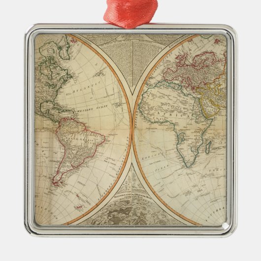 合成の世界手のカラーマップ メタルオーナメント (正面)
