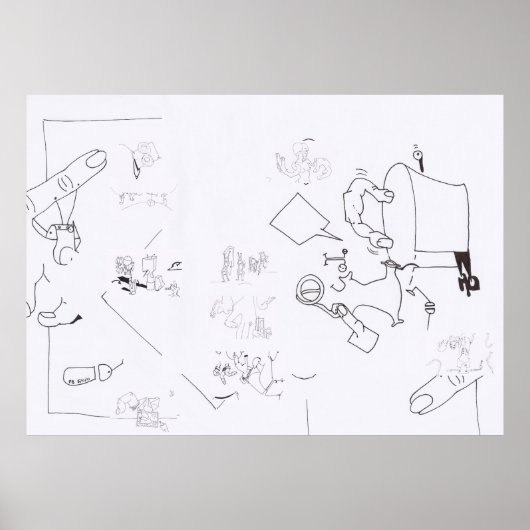 合成サーレアルスケッチ着色Lポスター3 ポスター (正面)