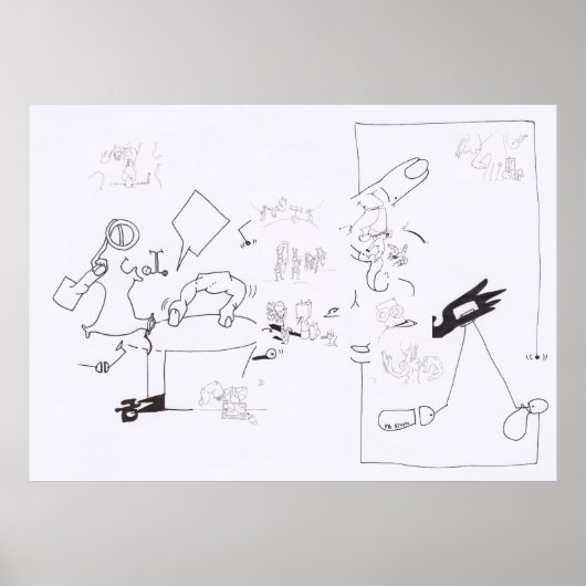 合成サーレアルスケッチ色大ポスター ポスター (正面)