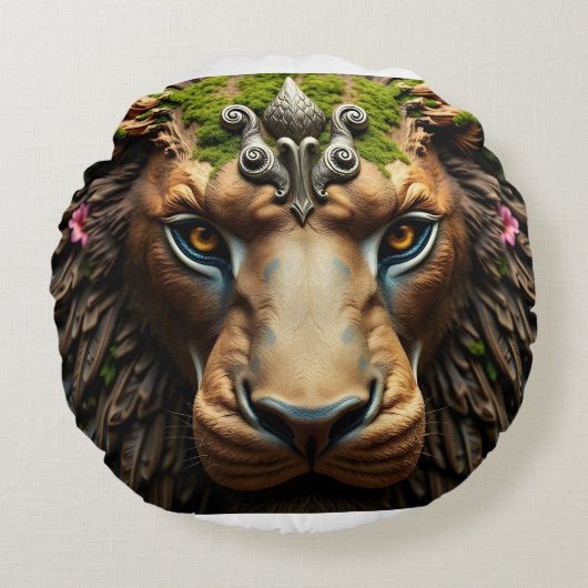 合成威厳のある ラウンドクッション (正面)