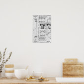 合成柱の断面図と立面図 ポスター (キッチン)