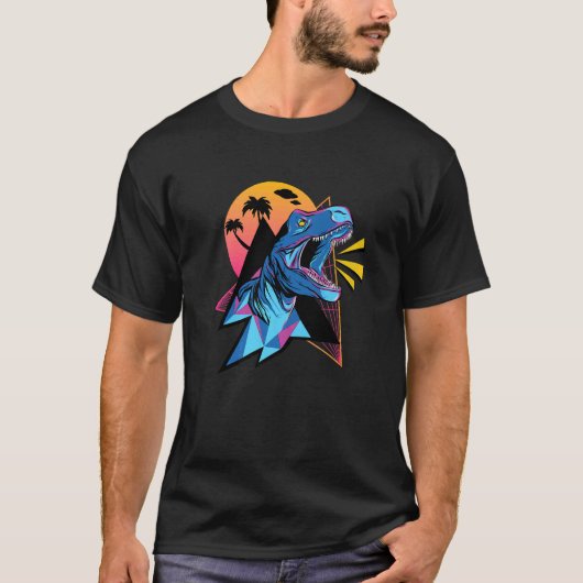 合成波クール気流美学トレックス恐竜P Tシャツ (正面)