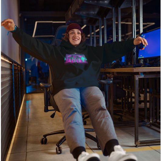 合成波ネオンロボティックグラフィック パーカ