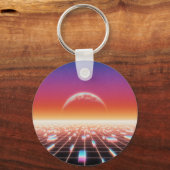 合成波レトロ – 未来的な風景 キーホルダー (裏面)