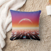 合成波レトロ – 未来的な風景 クッション (ブランケット)