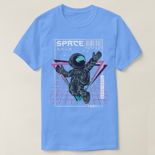 合成波宇宙宇宙飛行士エステティックサイバーパンクヴァポ Tシャツ (デザイン正面)