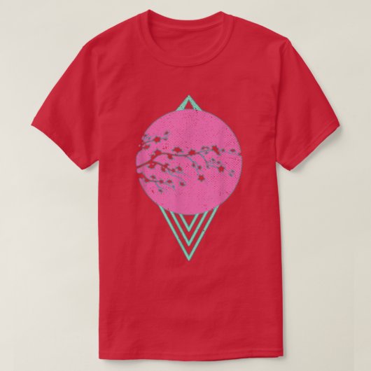 合成波桜フラワージャパン80s気化波さくらんぼ tシャツ (デザイン正面)