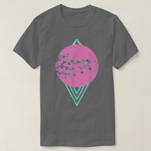 合成波桜フラワージャパン80s気化波さくらんぼ tシャツ (デザイン正面)
