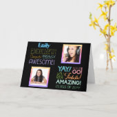 合格おめでとう フォト コラージュ お祝い カード (黄色い花)