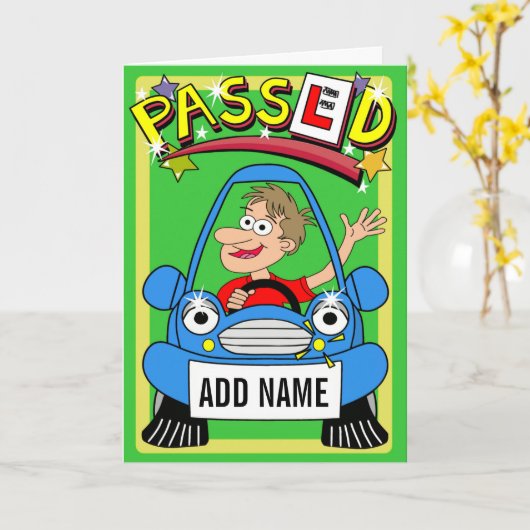 合格しました、名前をナンバープレートに記載できます カード (黄色い花)