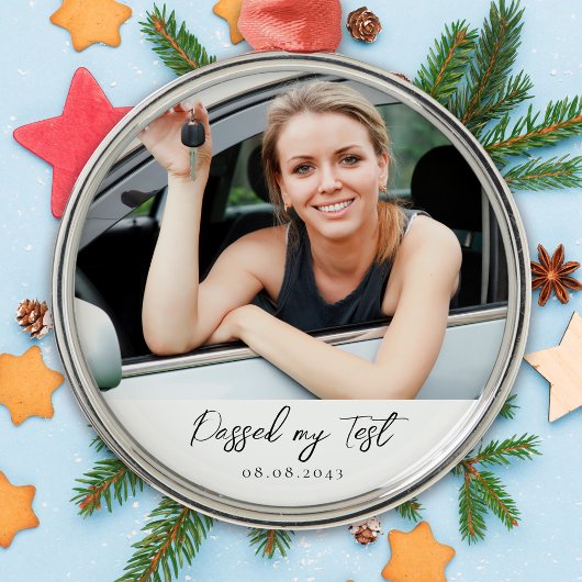 合格ドライビングテストおめでとう写真記念 メタルオーナメント