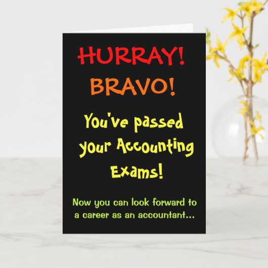 合格会計試験会計士おめでとう カード (黄色い花)