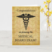 合格Medical Board Exam Caduceusのシンボル カード (黄色い花)