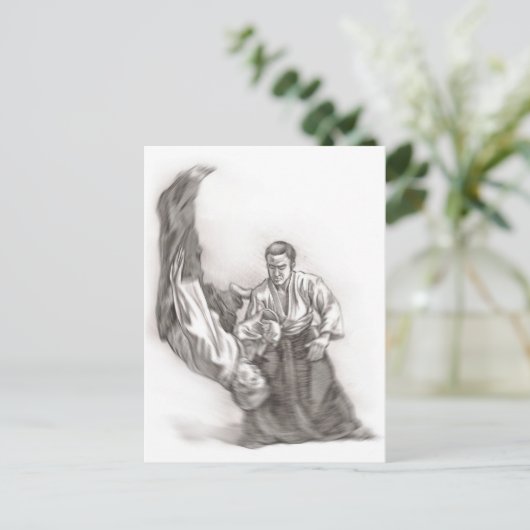 合気道のマスター – シーンのエネルギーの使用 ポストカード (スタンド正面)