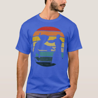 合気道シルエットオンザ動揺してレトロサンセットグラ Tシャツ