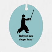 合気道武術アーティストとBokken – あなたのテキスト メタルオーナメント (正面)