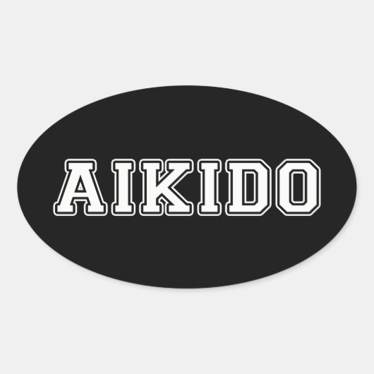 合気道 楕円形シール (正面)