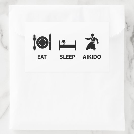 合気道 長方形シール (バッグ)