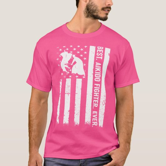 合気道US旗合気道戦闘機最高の合気道 Tシャツ (正面)