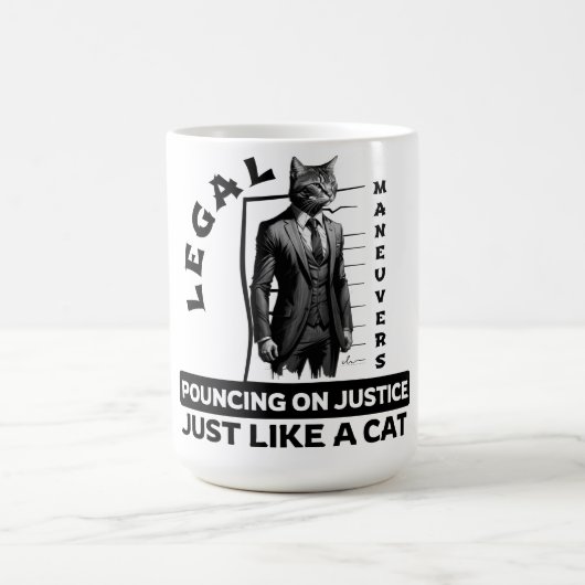 合法な猫のパーズスーツ仕立てのニャーで正義 コーヒーマグカップ (中央)