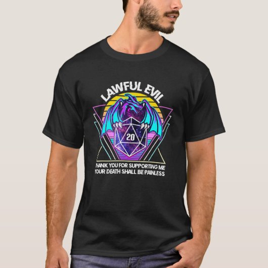 合法的おもしろい邪悪アラインメントドラゴンD20卓上R Tシャツ (正面)