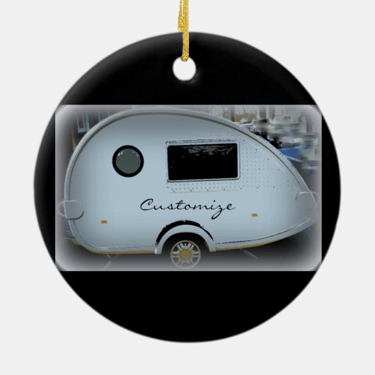 合理化された涙のトレーラーのジプシーのキャラバン セラミックオーナメント (裏面)