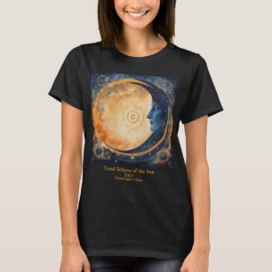 合計太陽のEclipse 2側面テキストムーン顔 Tシャツ
