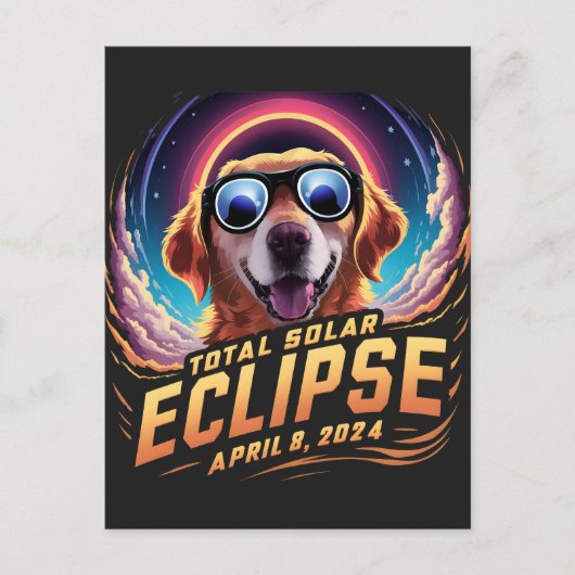 合計太陽のEclipse 2024ゴールデンレトリバー愛好家 ポストカード (正面)