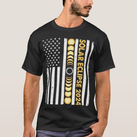 合計太陽のEclipse 2024全数相アメリカ合衆国 Tシャツ (正面)