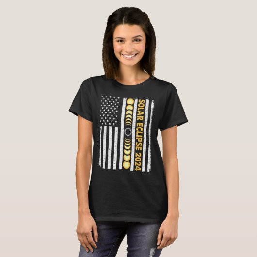 合計太陽のEclipse 2024全数相アメリカ合衆国 Tシャツ (正面フル)