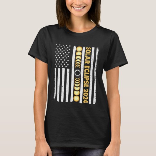 合計太陽のEclipse 2024全数相アメリカ合衆国 Tシャツ (正面)