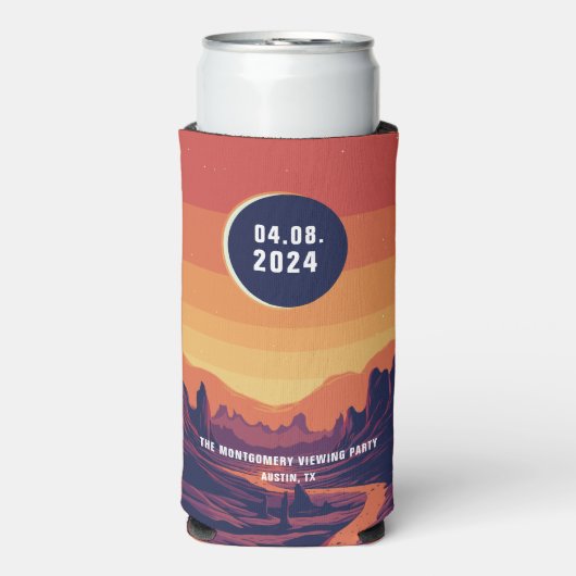 合計太陽のEclipse 4.8.2024のカスタム場所 スリム缶クーラー (Seltzer正面)
