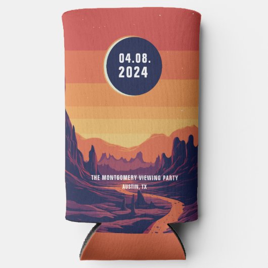 合計太陽のEclipse 4.8.2024のカスタム場所 スリム缶クーラー (正面)