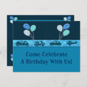 合計誕生日少年の青い日付保存 案内ポストカード (正面/裏面)