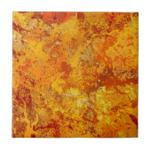 合金オレンジと琥珀の絵を描(ばちゃばちゃ)跳ねる抽象芸術 タイル (正面)