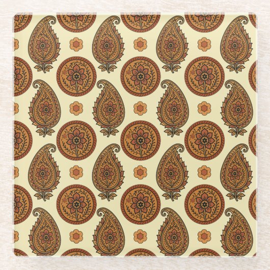 合金製ペイズリーデザイン ガラスコースター (正面)