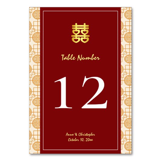 吉兆中国の結婚の気難しい宴会 テーブルナンバー (正面)