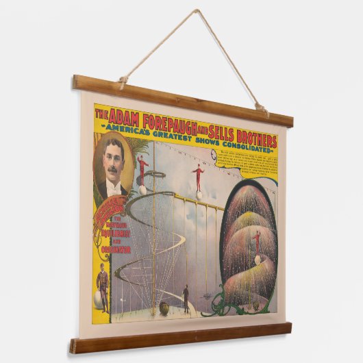 吊り下げケーブルとスパイラルランプで演奏する人 吊り下げ型タペストリー (傾斜あり)