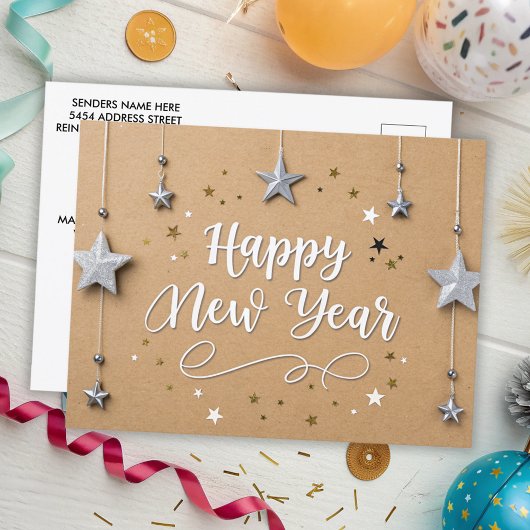 吊り星ハッピーニューイヤーシックモダン ポストカード