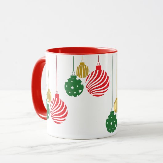 吊るされたクリスマスオーナメント マグカップ (正面左)