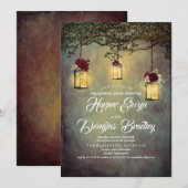 吊るしランタンが彩るラスティックなカントリー風エンゲージメントパーティー 招待状 (正面/裏面)