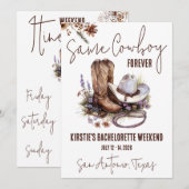 同じカウボーイに恋し続けよう！バチェロレッテウィークエンドパーティ 招待状 (正面/裏面)