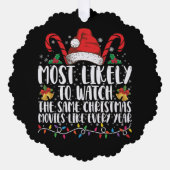 同じクリスマスムービーを見る可能性が最も高い オーナメントカード (正面)