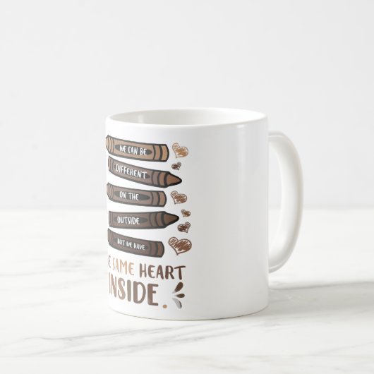 同じハートを黒人史月アフリカにおもしろい掲載 コーヒーマグカップ (正面右)