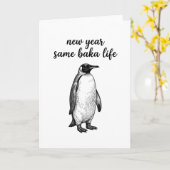 同じバカライフのペンギンジョーク 面白い動物 カード (黄色い花)