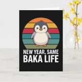 同じバカライフのペンギンジョーク 面白い動物 カード (黄色い花)